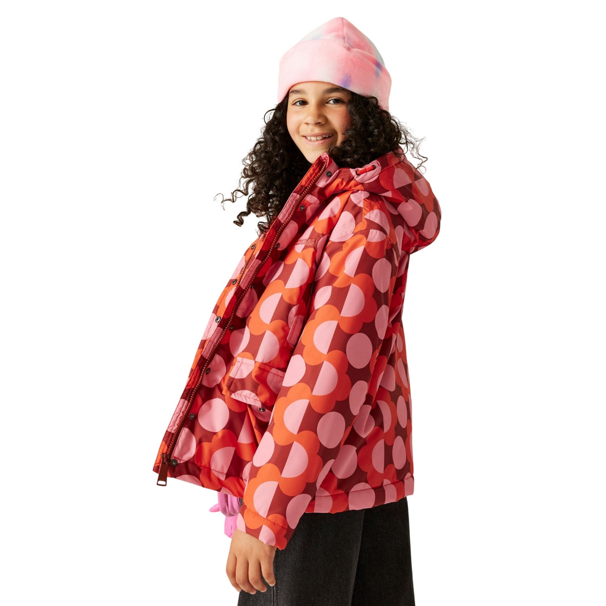 Red - Pack Shot - Regatta Girls Orla Kiely Waterproof Jacket