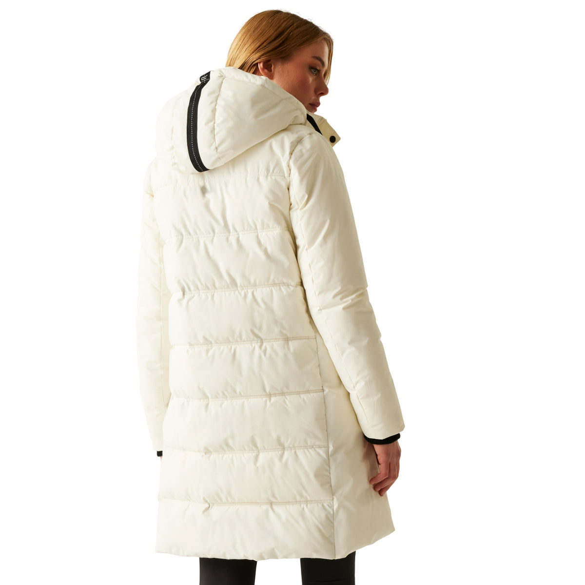 Stone White-Black - Pack Shot - Regatta Womens-Ladies Eryn Padded Jacket