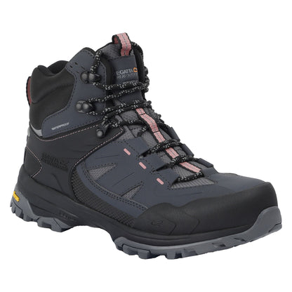 Seal Grey-Dusty Rose - Back - Regatta Womens-Ladies Regen Walking Boots
