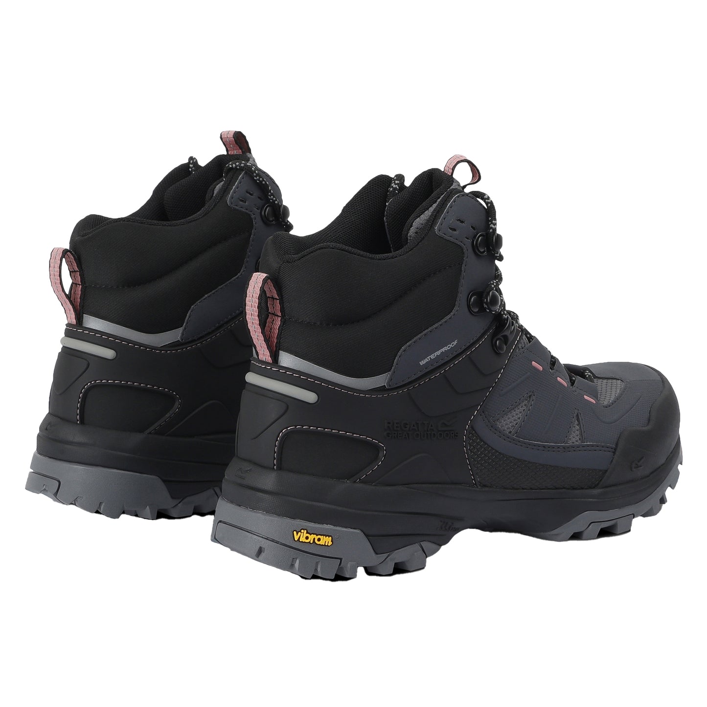 Seal Grey-Dusty Rose - Side - Regatta Womens-Ladies Regen Walking Boots