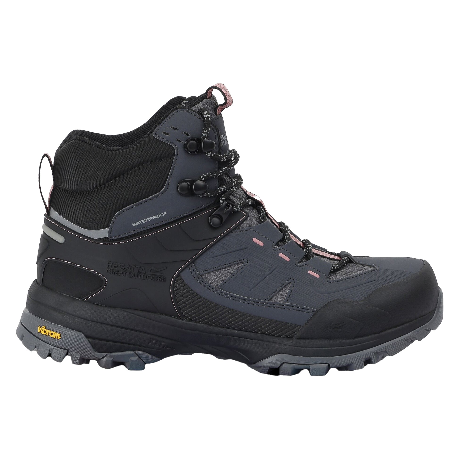 Seal Grey-Dusty Rose - Pack Shot - Regatta Womens-Ladies Regen Walking Boots