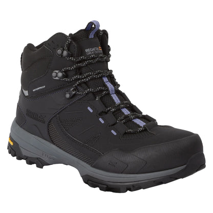Black-Lilac Bloom - Front - Regatta Womens-Ladies Regen Walking Boots
