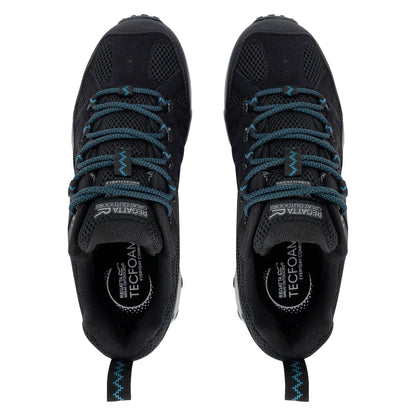 Black-Storm Blue - Pack Shot - Regatta Womens-Ladies Edgepoint IV Low Walking Shoes
