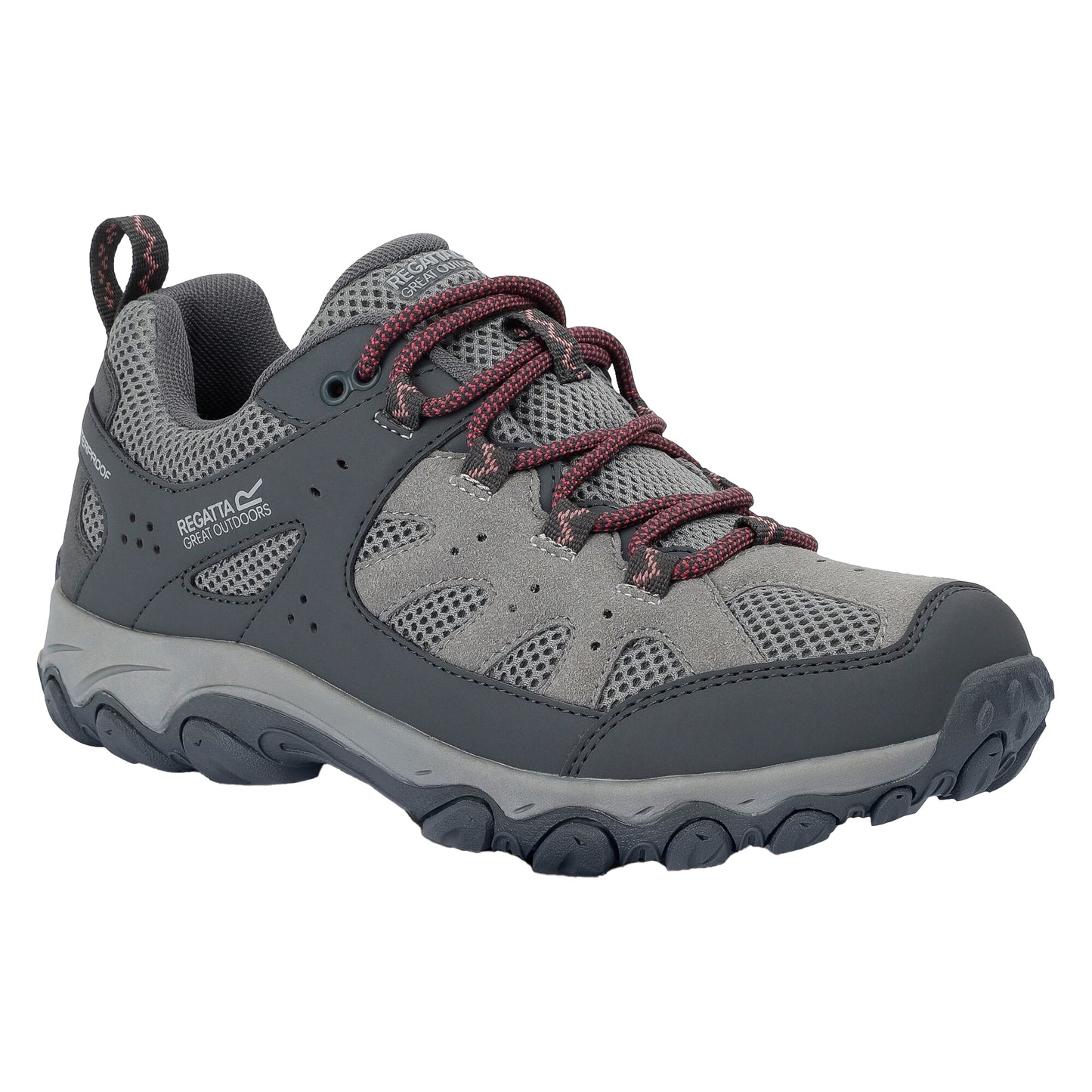 Dark Steel-Dusty Rose - Front - Regatta Womens-Ladies Edgepoint IV Low Walking Shoes