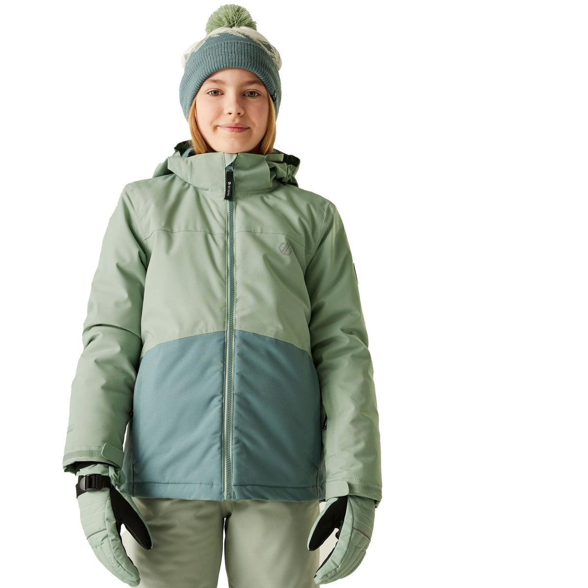Glacier Green-Element Grey - Lifestyle - Dare 2B Childrens-Kids Send It! Ski Jacket