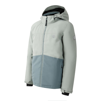 Glacier Green-Element Grey - Side - Dare 2B Childrens-Kids Send It! Ski Jacket