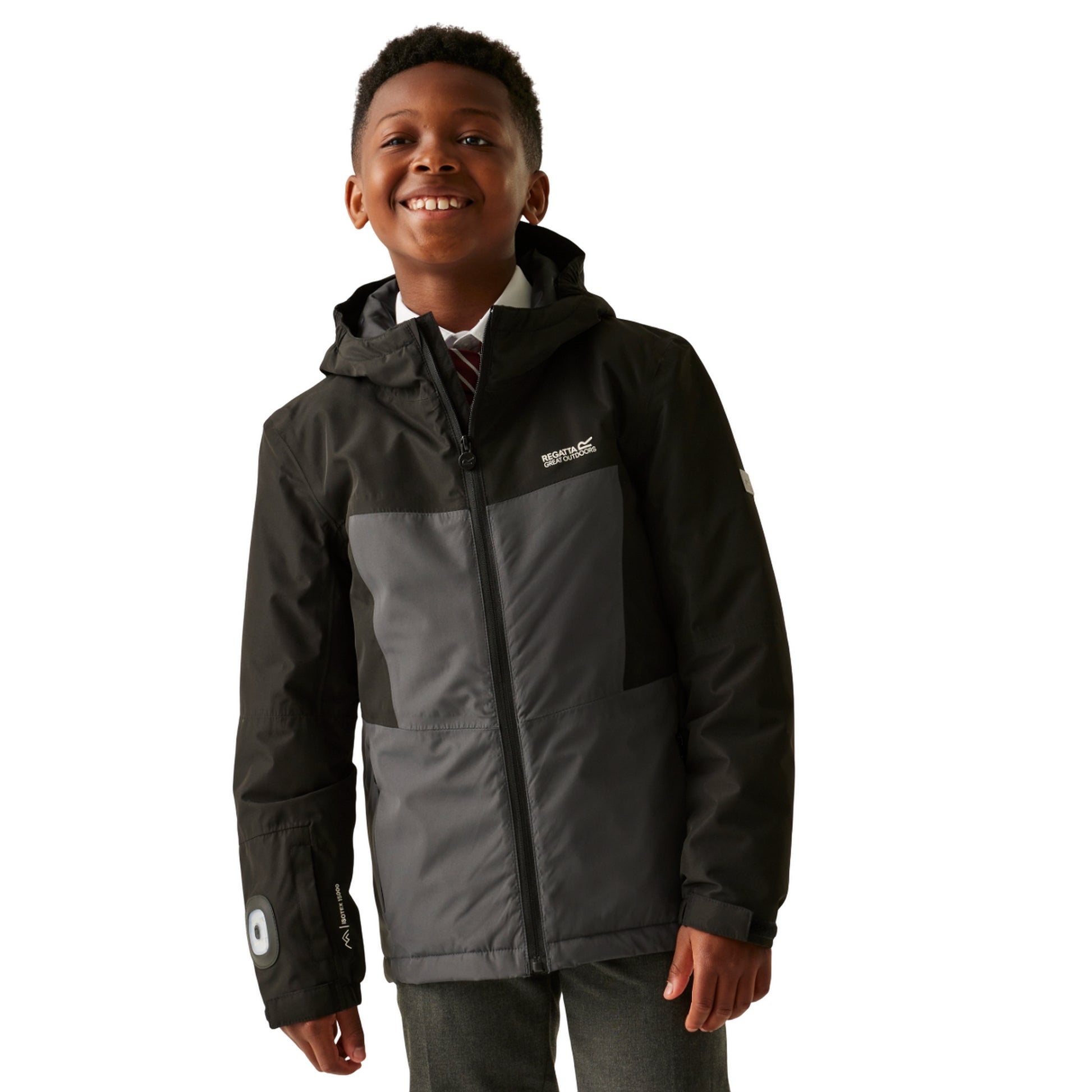 Black-Seal Grey - Lifestyle - Regatta Childrens-Kids Beamz Insulated Waterproof Jacket