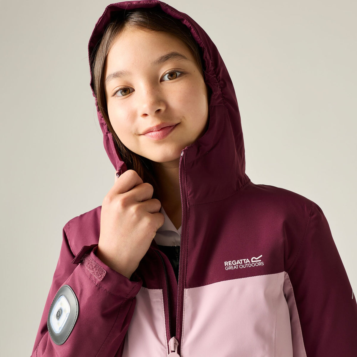 Fig-Powder Lilac - Close up - Regatta Childrens-Kids Beamz Insulated Waterproof Jacket