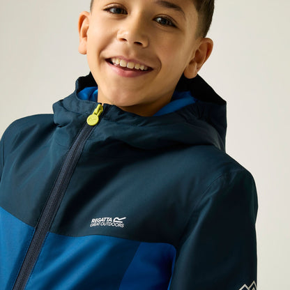 Navy-Olympian Blue - Lifestyle - Regatta Childrens-Kids Beamz Insulated Waterproof Jacket