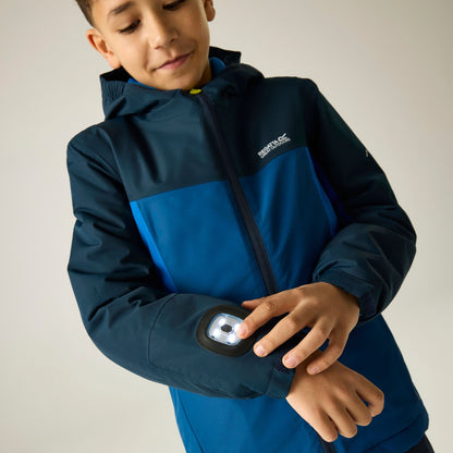Navy-Olympian Blue - Pack Shot - Regatta Childrens-Kids Beamz Insulated Waterproof Jacket