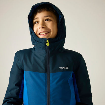 Navy-Olympian Blue - Close up - Regatta Childrens-Kids Beamz Insulated Waterproof Jacket
