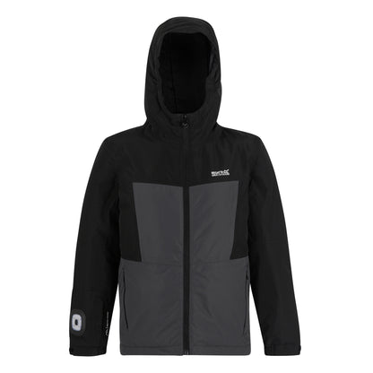 Black-Seal Grey - Front - Regatta Childrens-Kids Beamz Insulated Waterproof Jacket