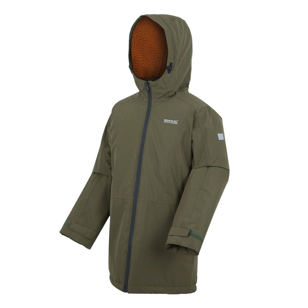 Olive Night-Pumpkin Spice - Side - Regatta Childrens-Kids Farbank II Waterproof Jacket