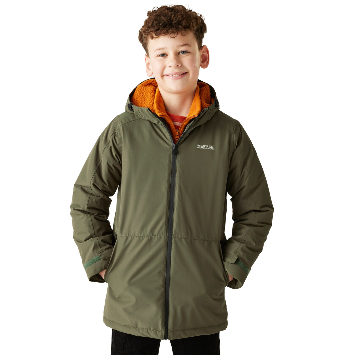 Olive Night-Pumpkin Spice - Lifestyle - Regatta Childrens-Kids Farbank II Waterproof Jacket