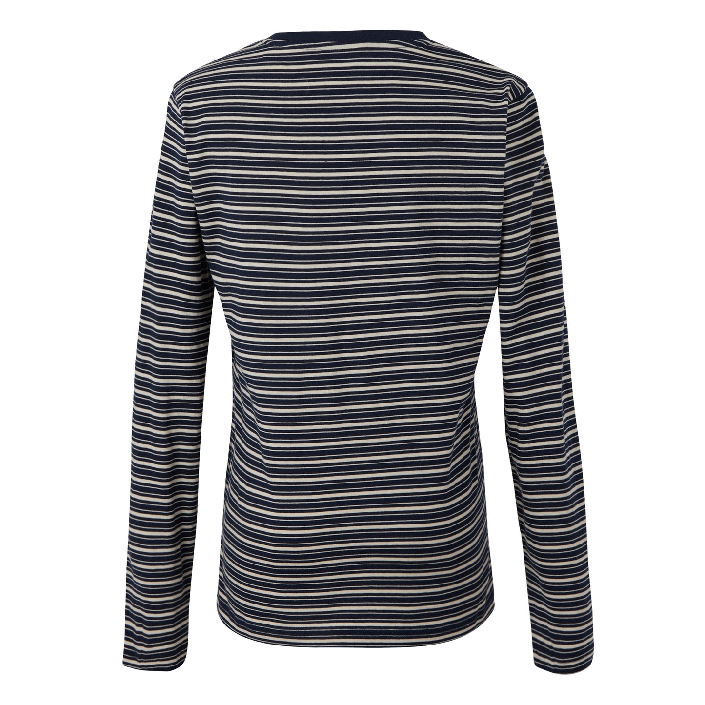 Navy-Light Vanilla - Side - Regatta Womens-Ladies Federica Stripe Long-Sleeved T-Shirt