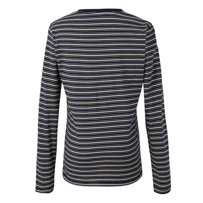 Navy-Light Vanilla - Side - Regatta Womens-Ladies Federica Stripe Long-Sleeved T-Shirt