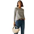 Navy-Light Vanilla - Front - Regatta Womens-Ladies Federica Stripe Long-Sleeved T-Shirt