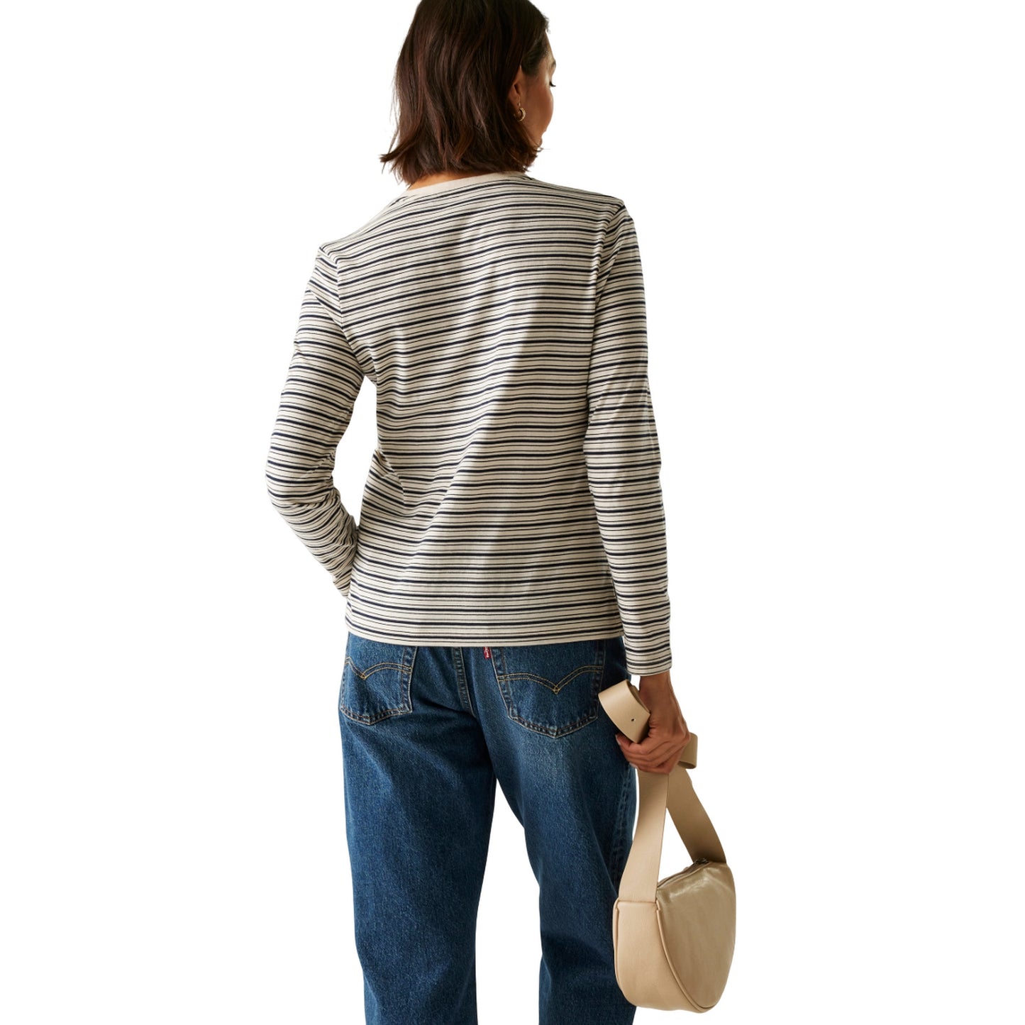 Light Vanilla-Navy - Lifestyle - Regatta Womens-Ladies Federica Stripe Long-Sleeved T-Shirt