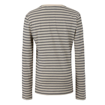 Light Vanilla-Navy - Back - Regatta Womens-Ladies Federica Stripe Long-Sleeved T-Shirt