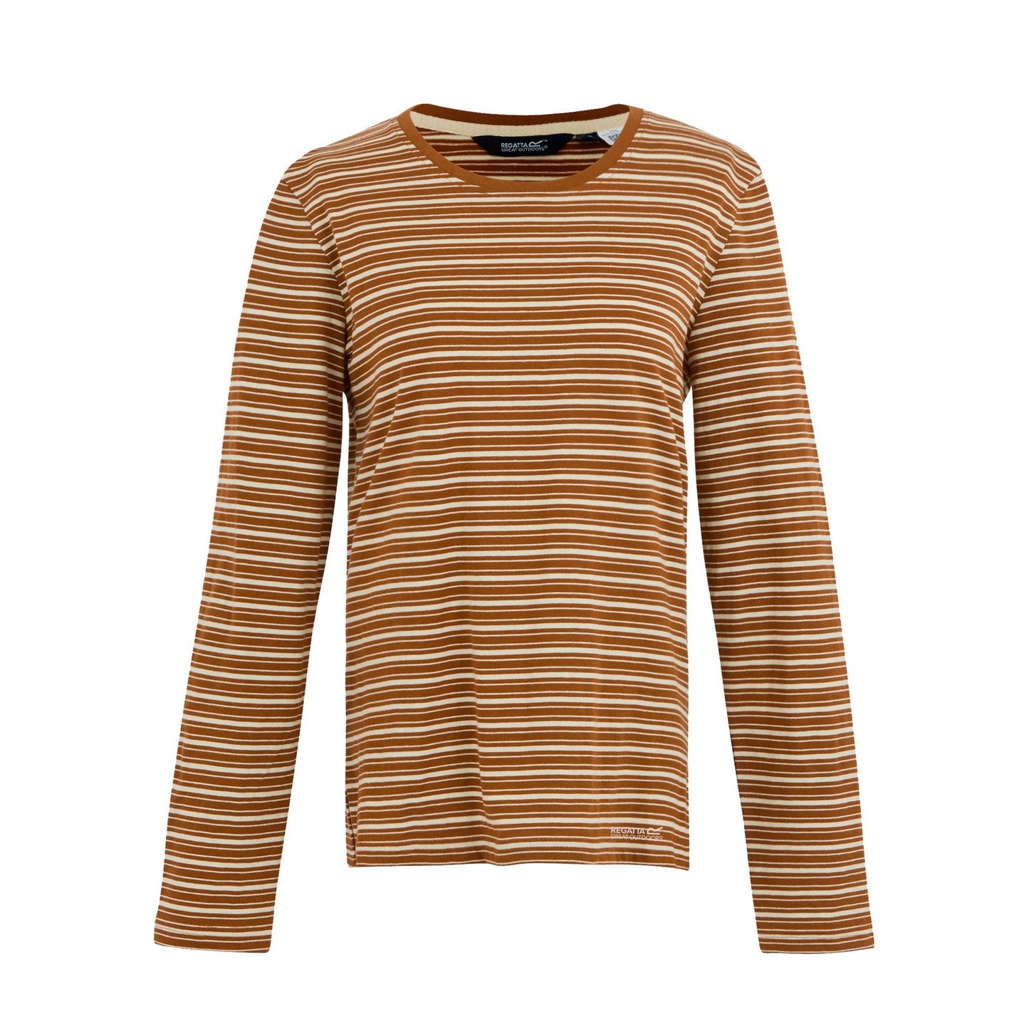 Glazed Ginger-Light Vanilla - Front - Regatta Womens-Ladies Federica Stripe Long-Sleeved T-Shirt