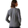 Navy-Light Vanilla - Close up - Regatta Womens-Ladies Federica Stripe Long-Sleeved T-Shirt