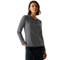 Navy-Light Vanilla - Pack Shot - Regatta Womens-Ladies Federica Stripe Long-Sleeved T-Shirt