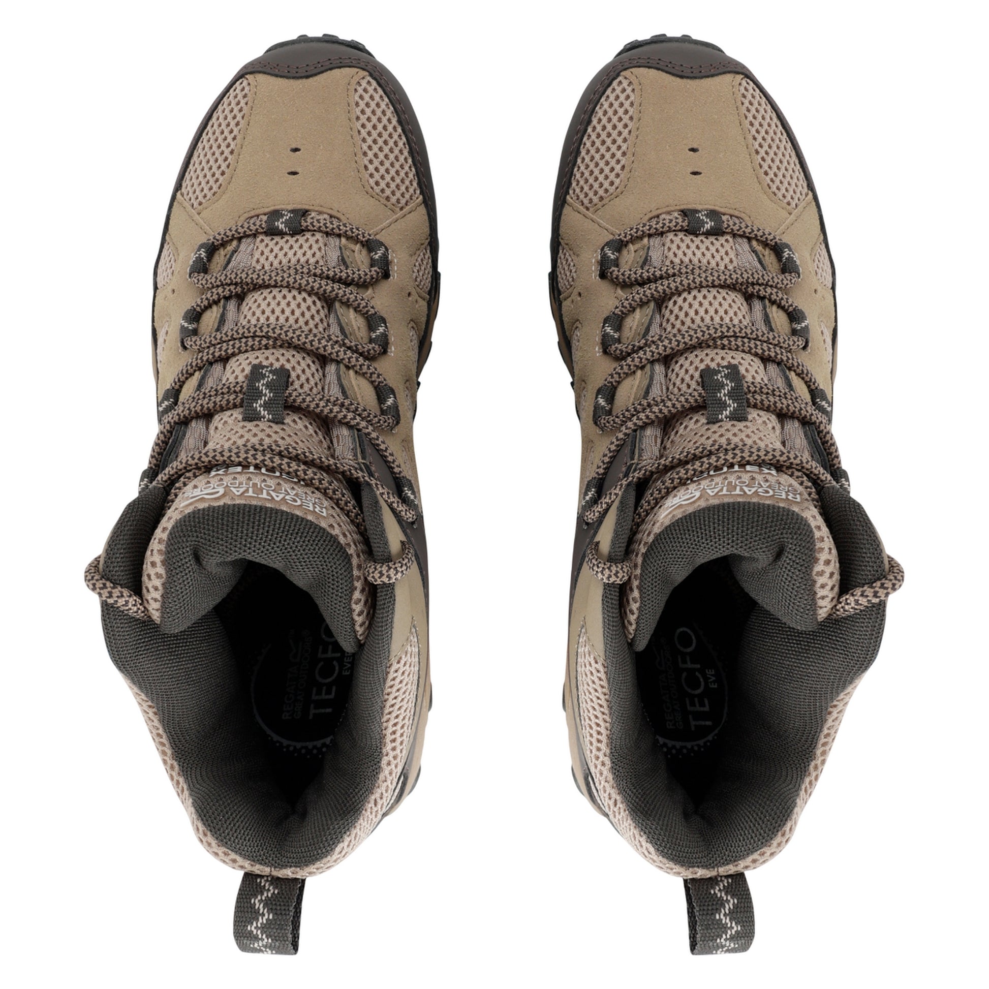 Soft Taupe-Treetop - Pack Shot - Regatta Womens-Ladies Edgepoint IV Mid Cut Walking Boots