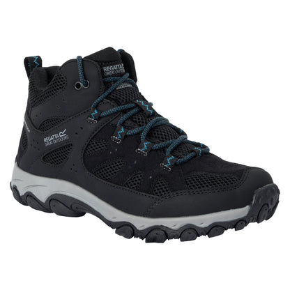 Black-Storm Blue - Front - Regatta Womens-Ladies Edgepoint IV Mid Cut Walking Boots