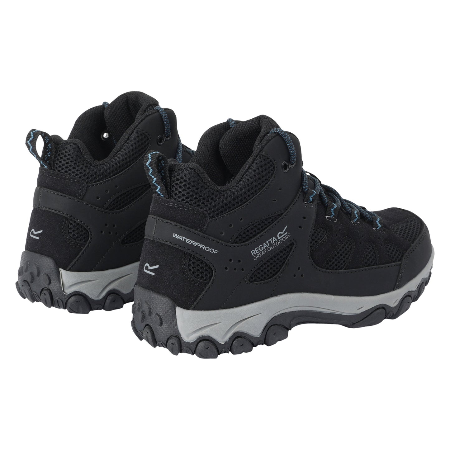 Black-Storm Blue - Back - Regatta Womens-Ladies Edgepoint IV Mid Cut Walking Boots