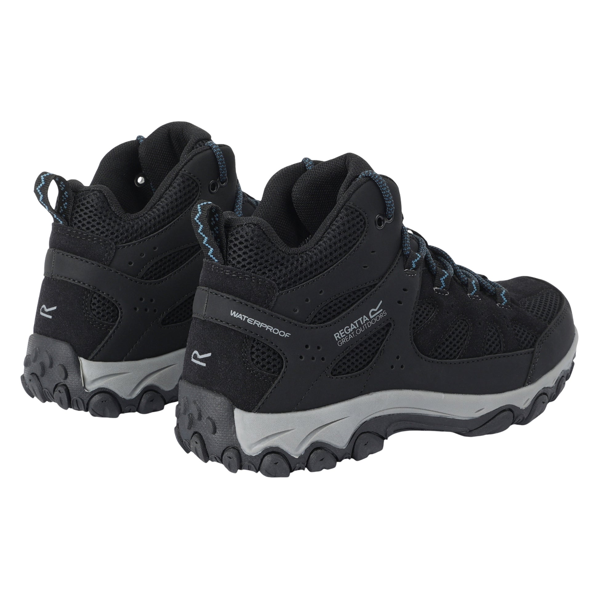 Black-Storm Blue - Back - Regatta Womens-Ladies Edgepoint IV Mid Cut Walking Boots