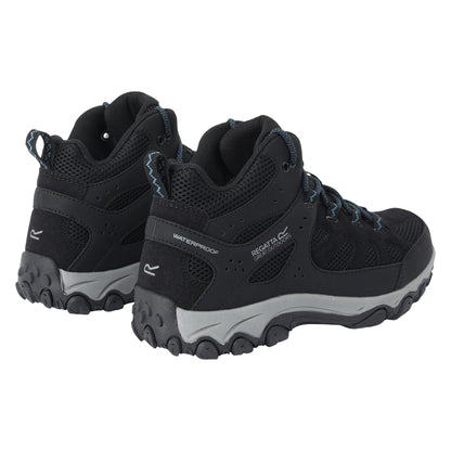 Black-Storm Blue - Back - Regatta Womens-Ladies Edgepoint IV Mid Cut Walking Boots