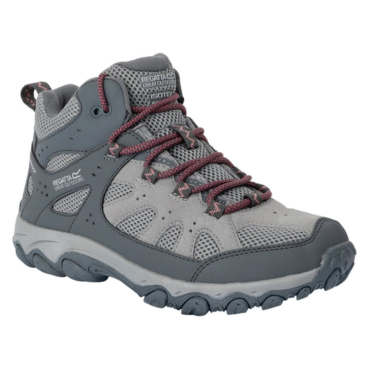 Dark Steel-Dusty Rose - Front - Regatta Womens-Ladies Edgepoint IV Mid Cut Walking Boots