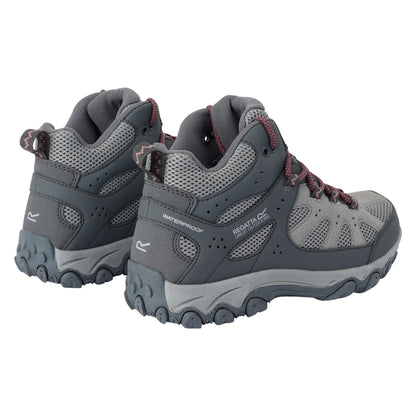 Dark Steel-Dusty Rose - Back - Regatta Womens-Ladies Edgepoint IV Mid Cut Walking Boots