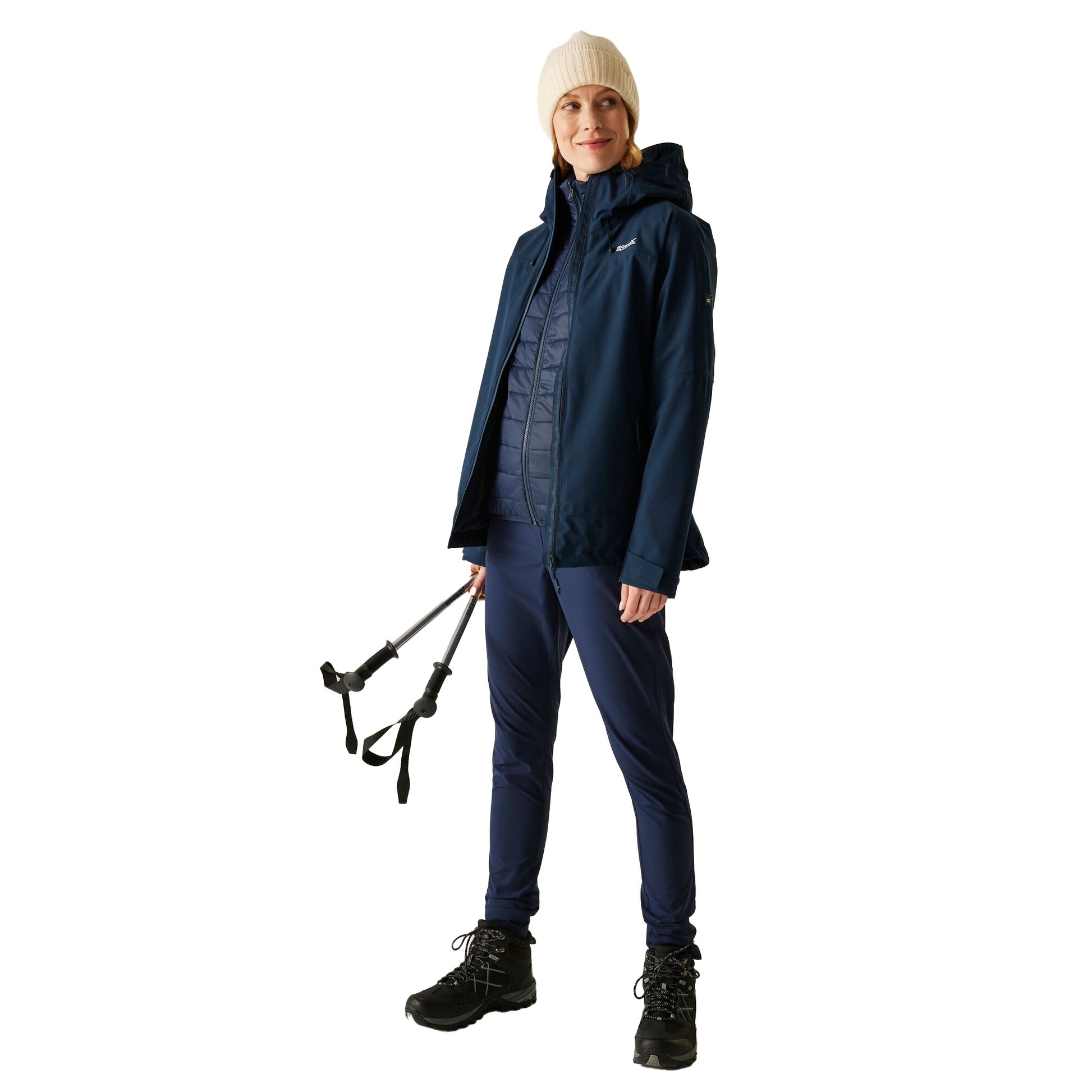 Navy - Pack Shot - Regatta Womens-Ladies Wentwood 3 in 1 Jacket