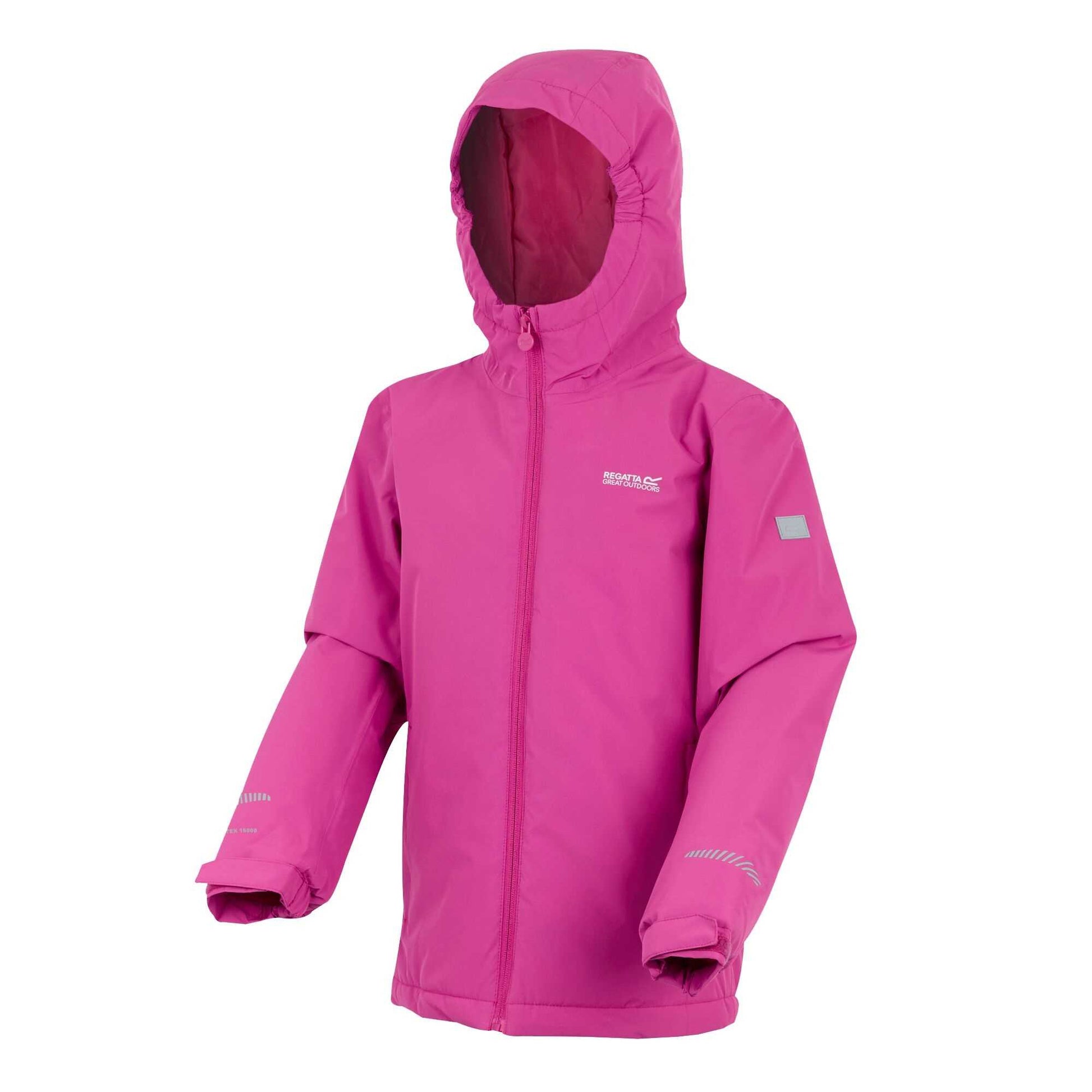 Raspberry Rose - Side - Regatta Childrens-Kids Hurdle Insulated Waterproof Jacket
