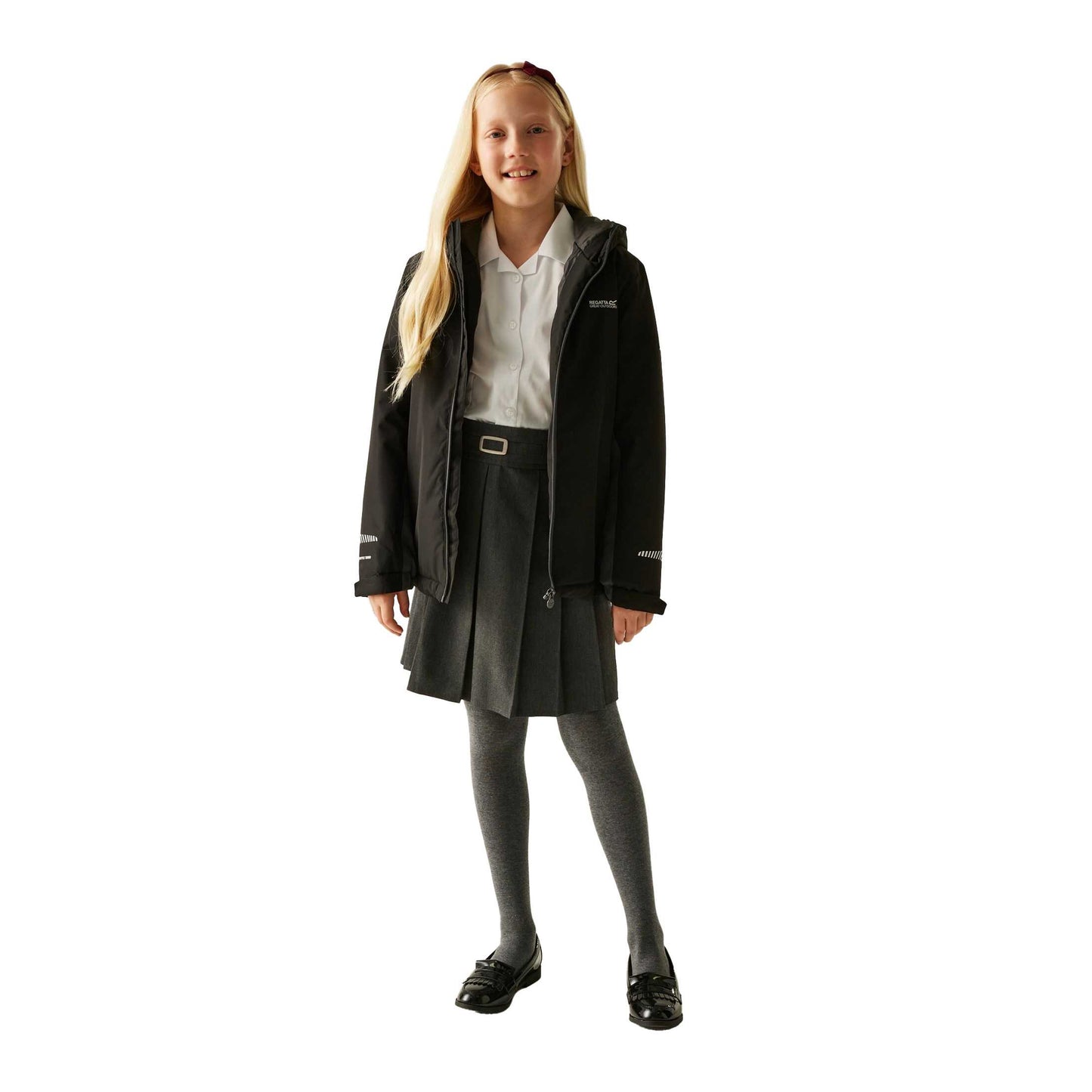 Black-Seal Grey - Lifestyle - Regatta Childrens-Kids Hurdle Insulated Waterproof Jacket