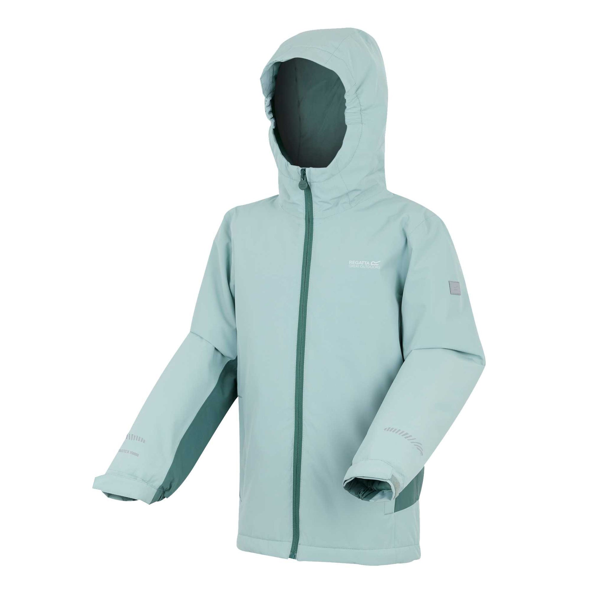 Green Haze-Spruce Green - Side - Regatta Childrens-Kids Hurdle Insulated Waterproof Jacket