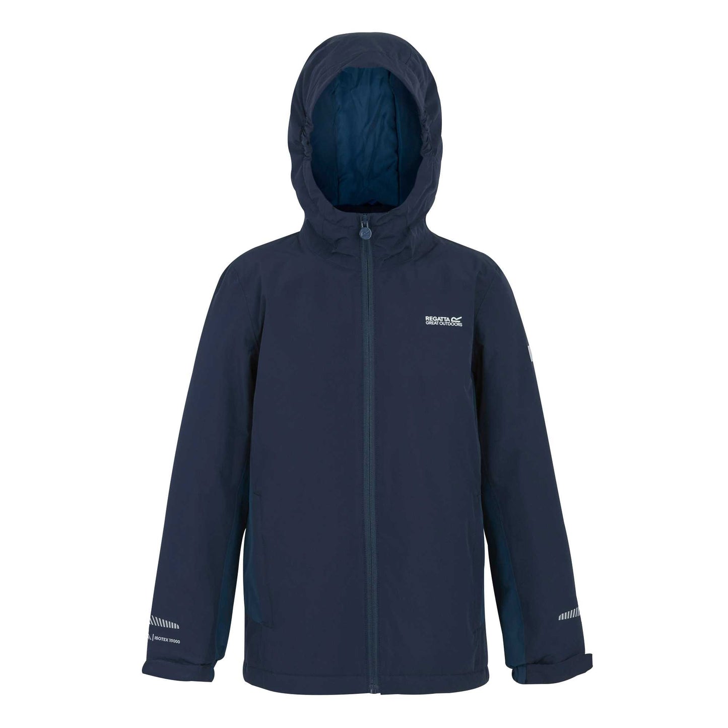 Navy-Moonlight Denim - Front - Regatta Childrens-Kids Hurdle Insulated Waterproof Jacket