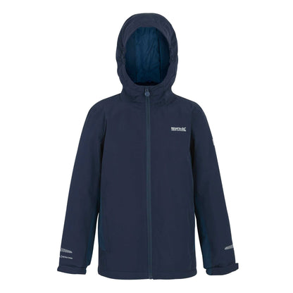 Navy-Moonlight Denim - Front - Regatta Childrens-Kids Hurdle Insulated Waterproof Jacket