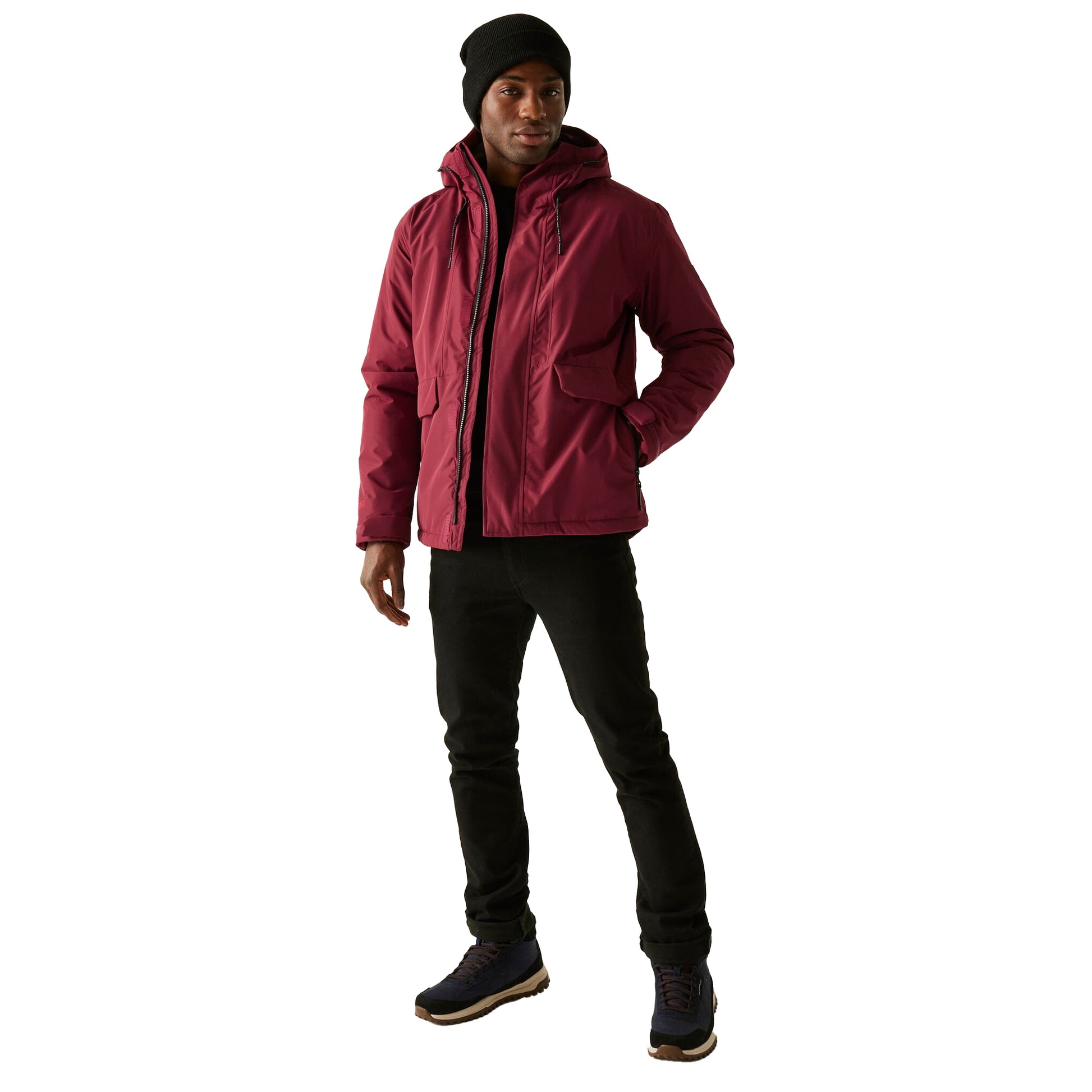 Dark Maroon-Black - Pack Shot - Regatta Mens Sterlings Insulated Waterproof Jacket