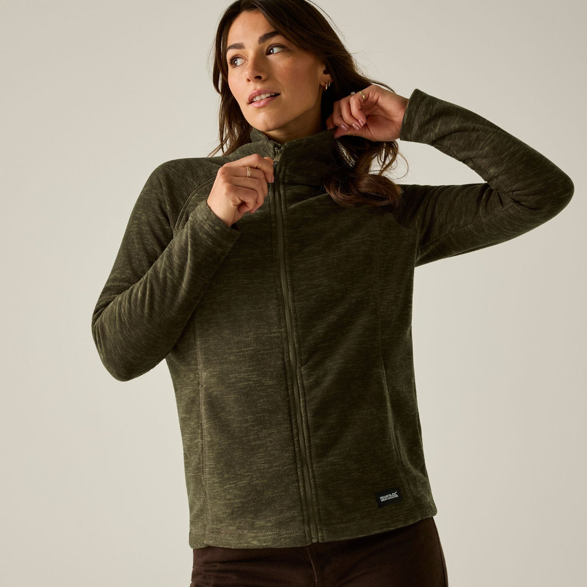 Bark Green - Pack Shot - Regatta Womens-Ladies Mayse Full Zip Fleece Jacket