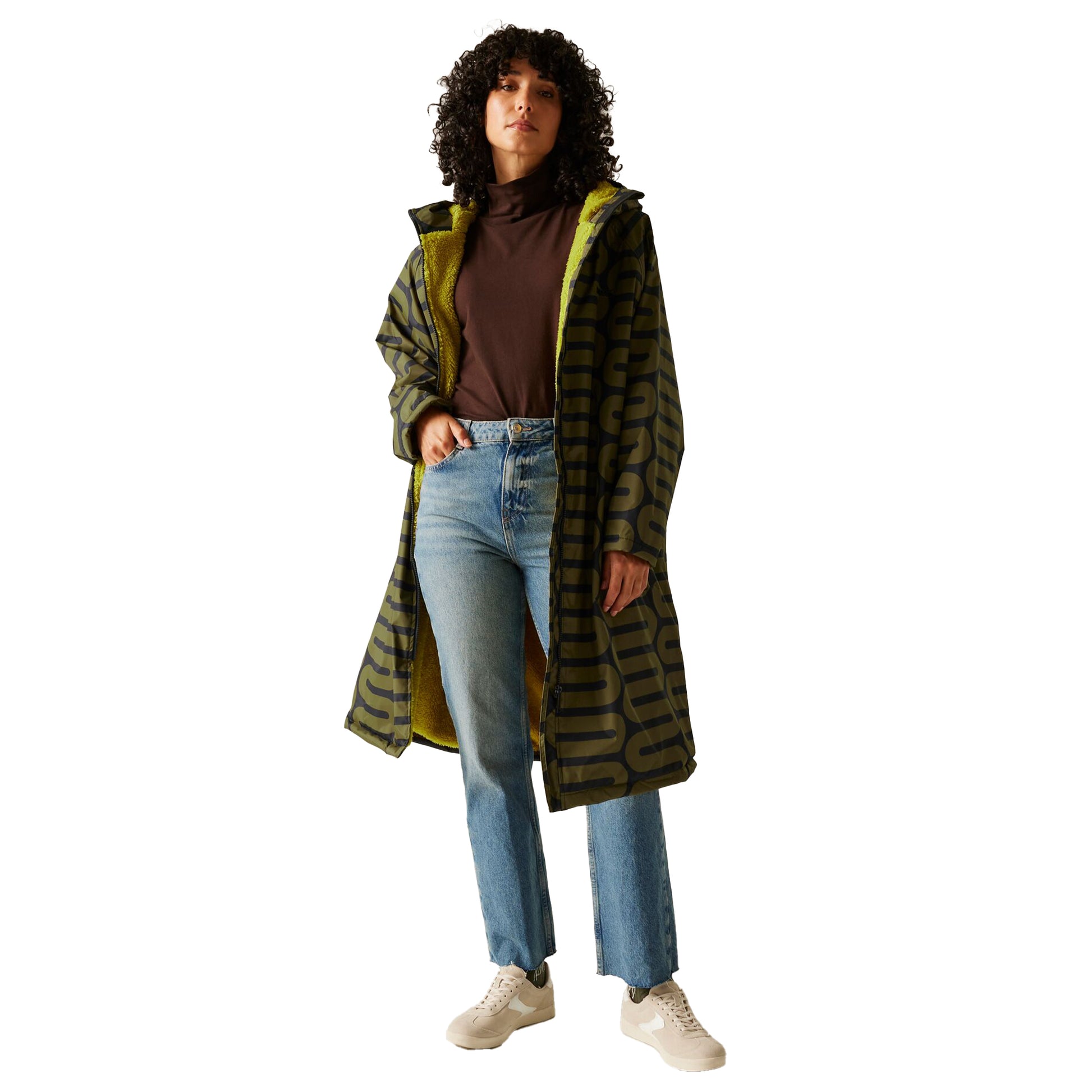 Olive - Pack Shot - Regatta Womens-Ladies Orla Kiely Abstract Changing Robe
