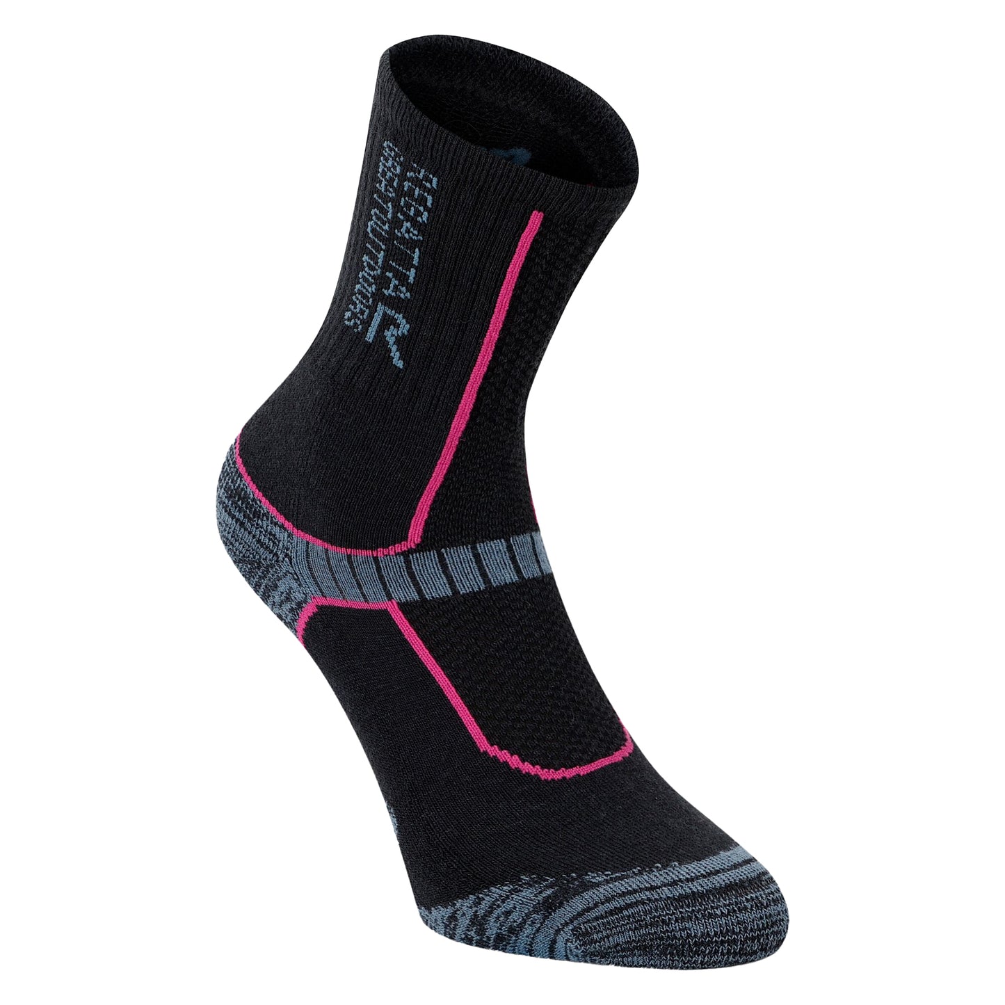 Seal Grey-Storm Blue - Back - Regatta Womens-Ladies Merino Wool Hiking Crew Socks