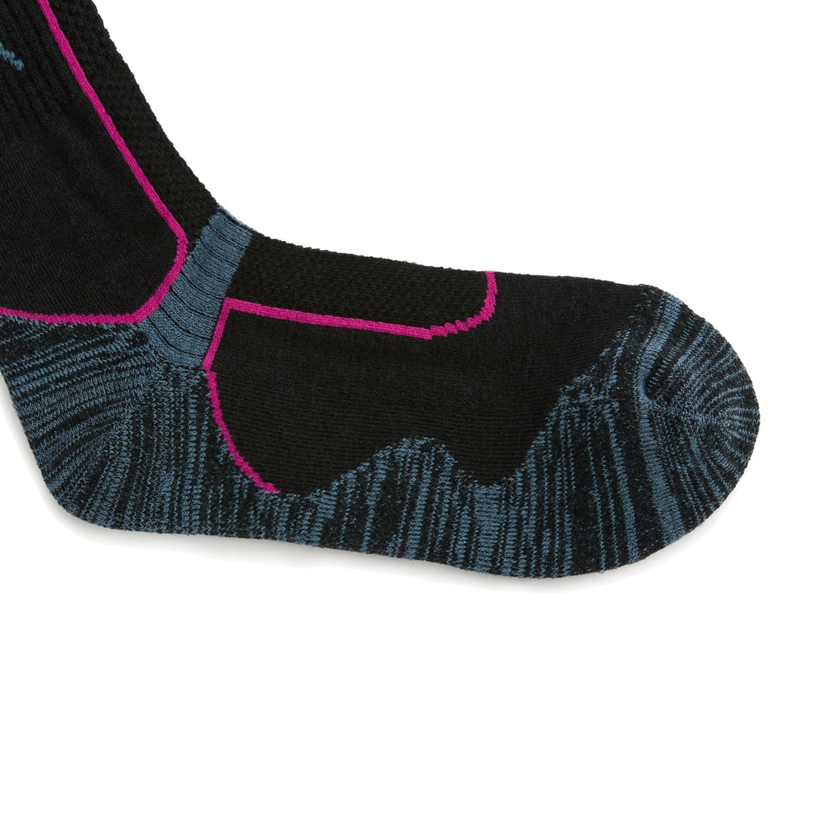 Black-Grey-Pink - Lifestyle - Regatta Womens-Ladies Merino Wool Hiking Crew Socks