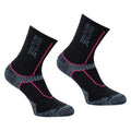 Seal Grey-Storm Blue - Front - Regatta Womens-Ladies Merino Wool Hiking Crew Socks