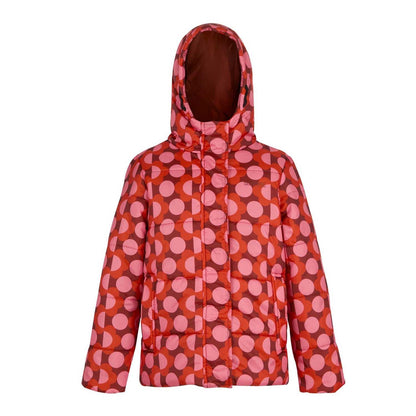 Red-Burnt Henna - Front - Regatta Girls Orla Kiely Daisy Padded Jacket