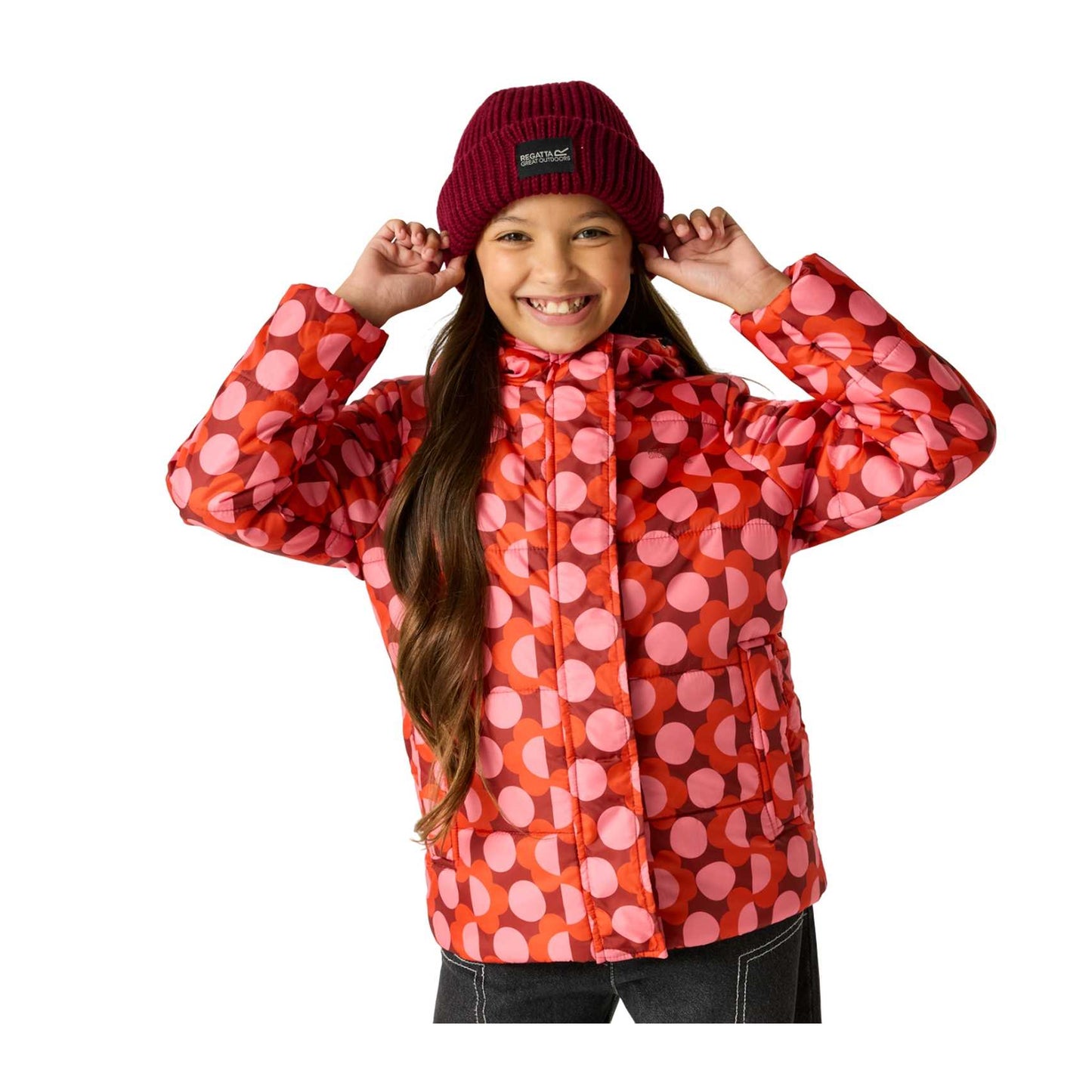 Red-Burnt Henna - Side - Regatta Girls Orla Kiely Daisy Padded Jacket