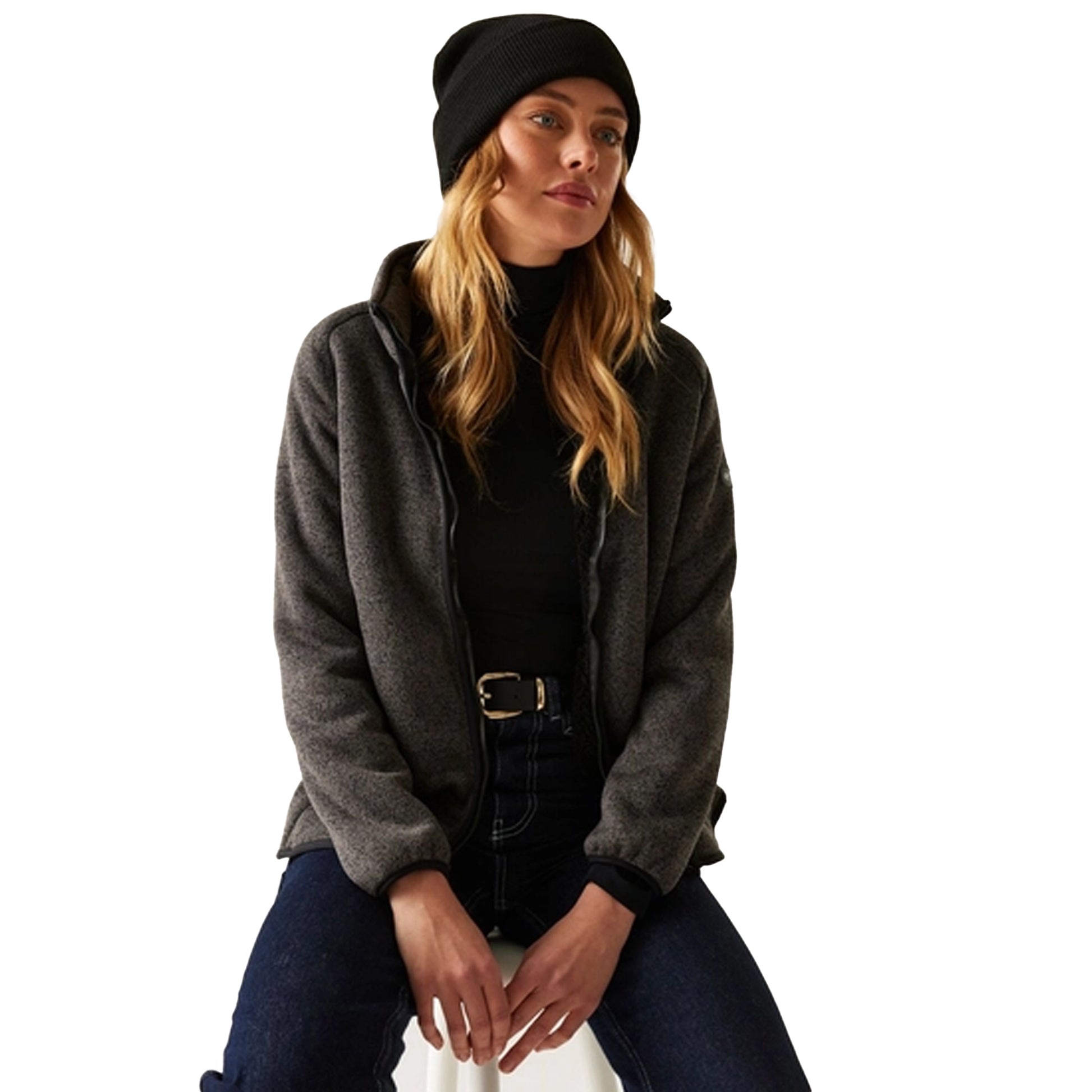 Black - Close up - Regatta Womens-Ladies Mellrey Full Zip Fleece