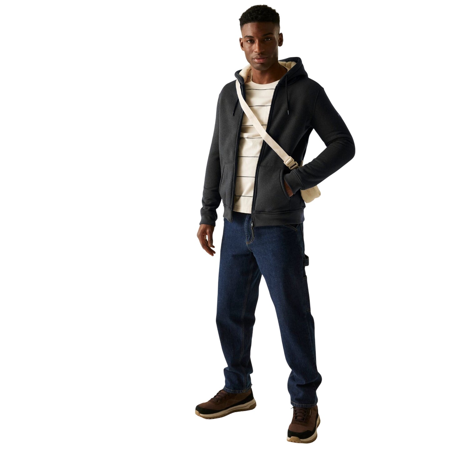 Black - Close up - Regatta Mens Naddle Fleece Full Zip Hoodie