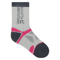 Light Steel-Raspberry Rose - Front - Regatta Childrens-Kids Blister Protect II Crew Socks
